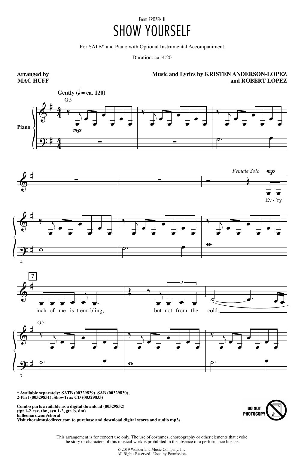 Download Idina Menzel and Evan Rachel Wood Show Yourself (from Disney's Frozen 2) (arr. Mac Huff) Sheet Music and learn how to play SAB Choir PDF digital score in minutes