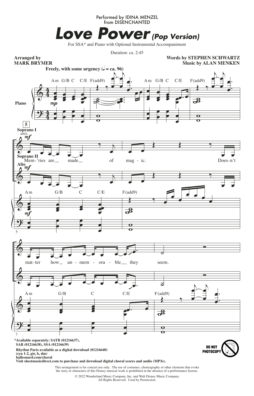 Download Idina Menzel Love Power (from Disenchanted) (arr. Mark Brymer) Sheet Music and learn how to play SATB Choir PDF digital score in minutes