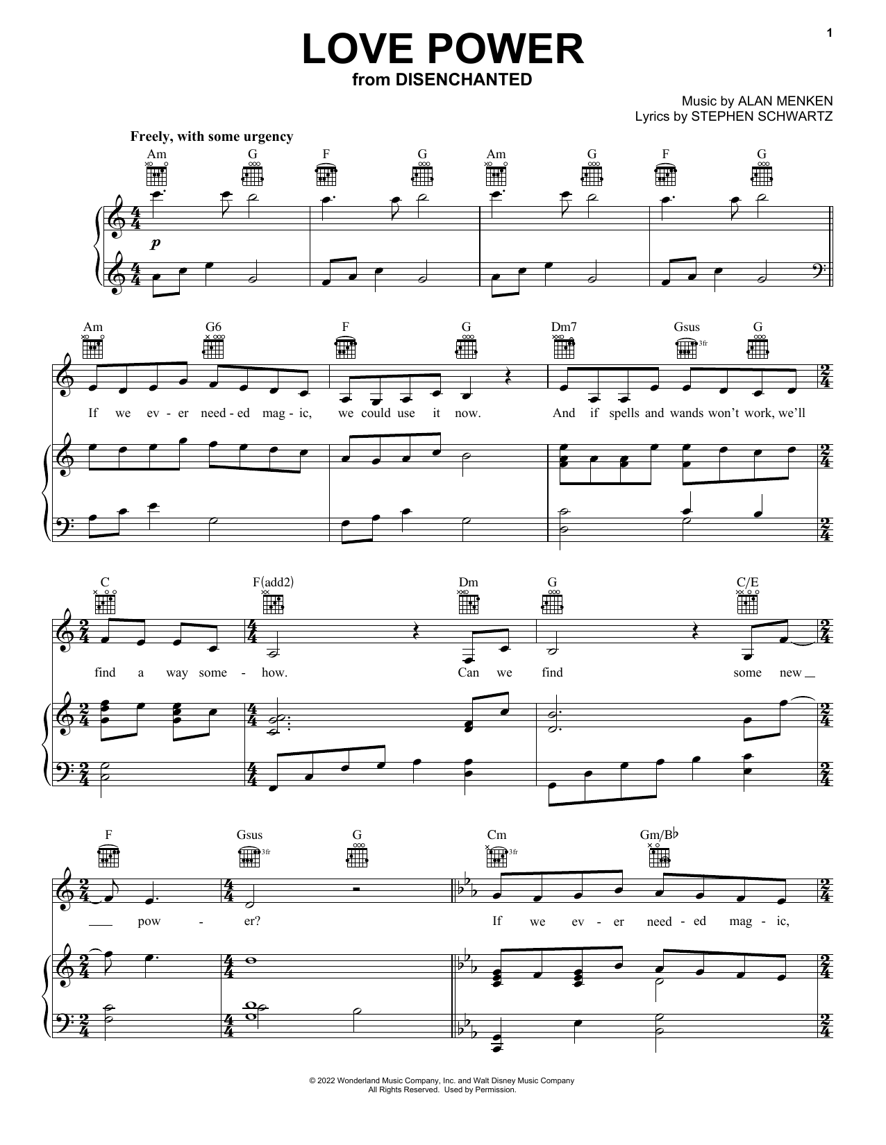Download Idina Menzel Love Power (from Disenchanted) Sheet Music and learn how to play Easy Guitar Tab PDF digital score in minutes