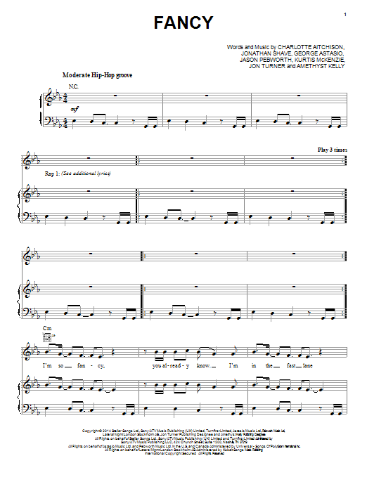Download Iggy Azalea Fancy (feat. Charli XCX) Sheet Music and learn how to play Piano, Vocal & Guitar (Right-Hand Melody) PDF digital score in minutes