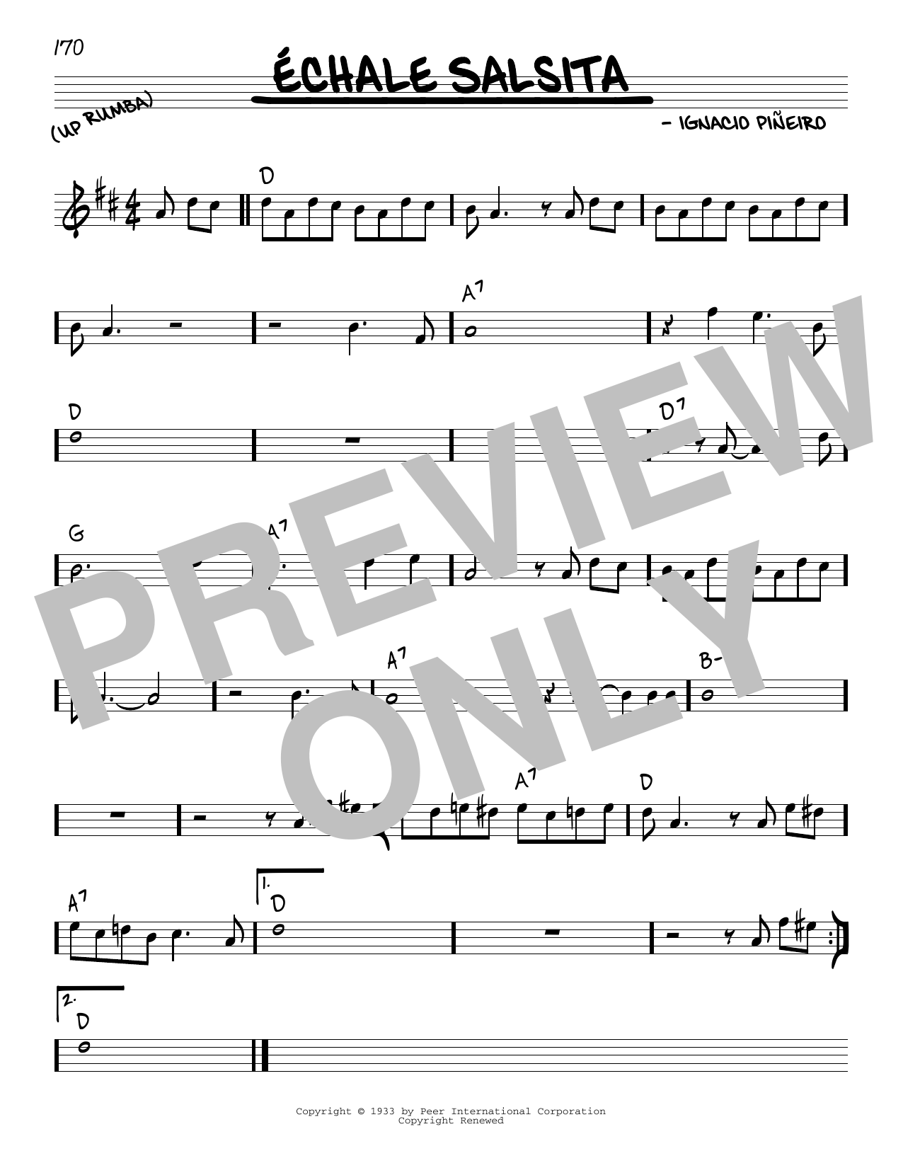 Download Ignacio Pineiro Echale Salsita Sheet Music and learn how to play Real Book – Melody & Chords PDF digital score in minutes