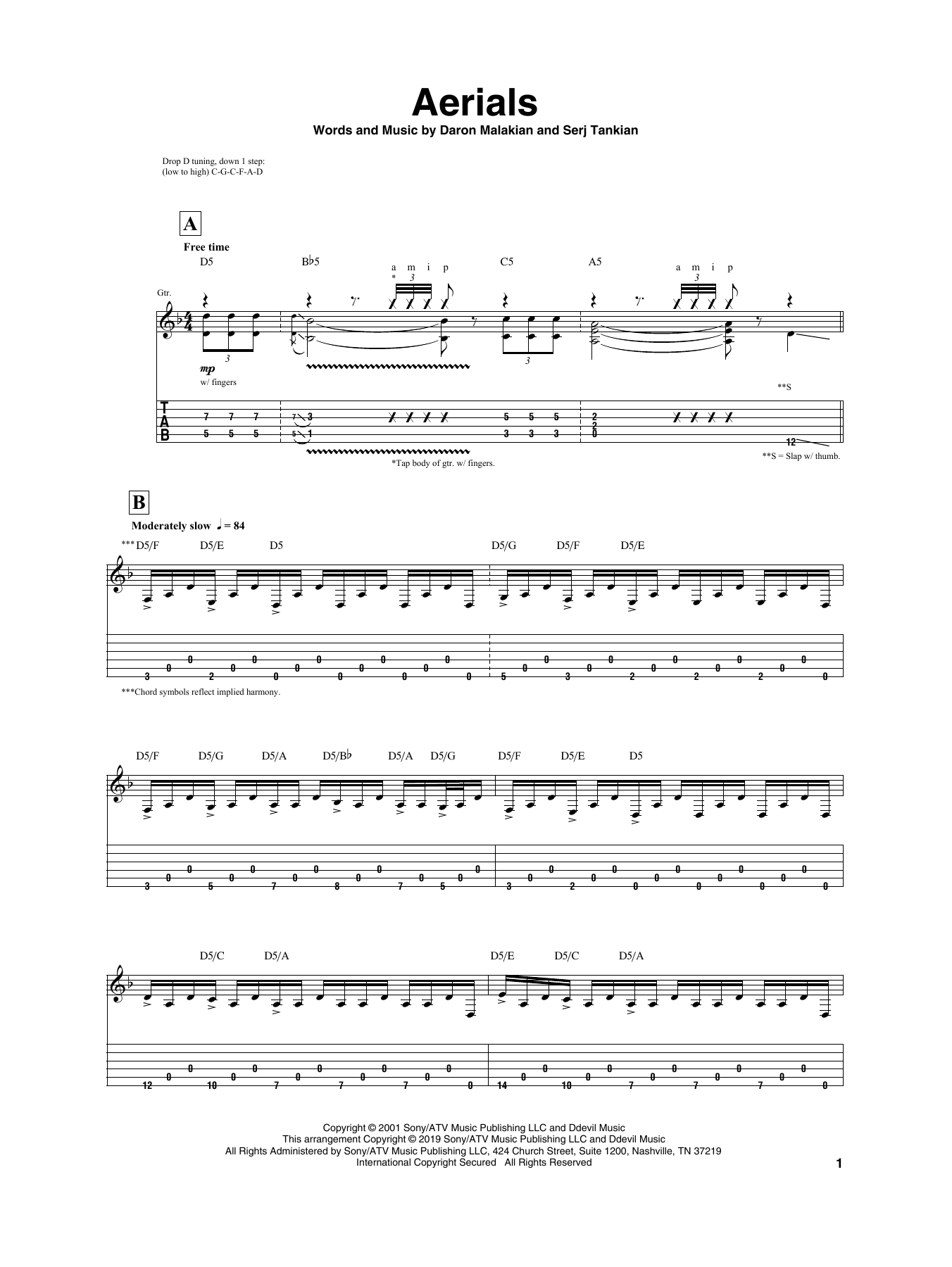 Download Igor Presnyakov Aerials Sheet Music and learn how to play Guitar Tab PDF digital score in minutes