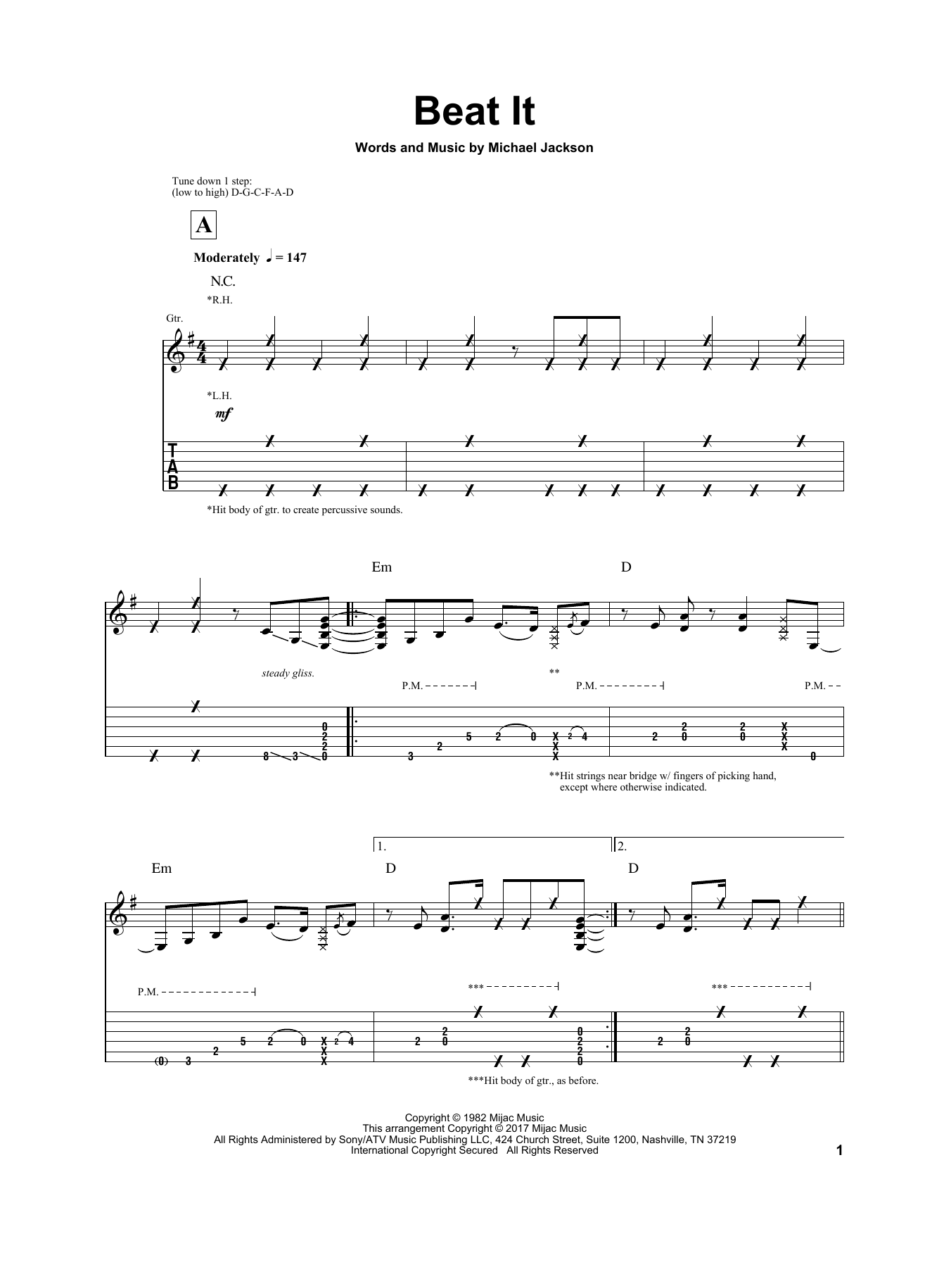 Download Igor Presnyakov Beat It Sheet Music and learn how to play Guitar Tab PDF digital score in minutes