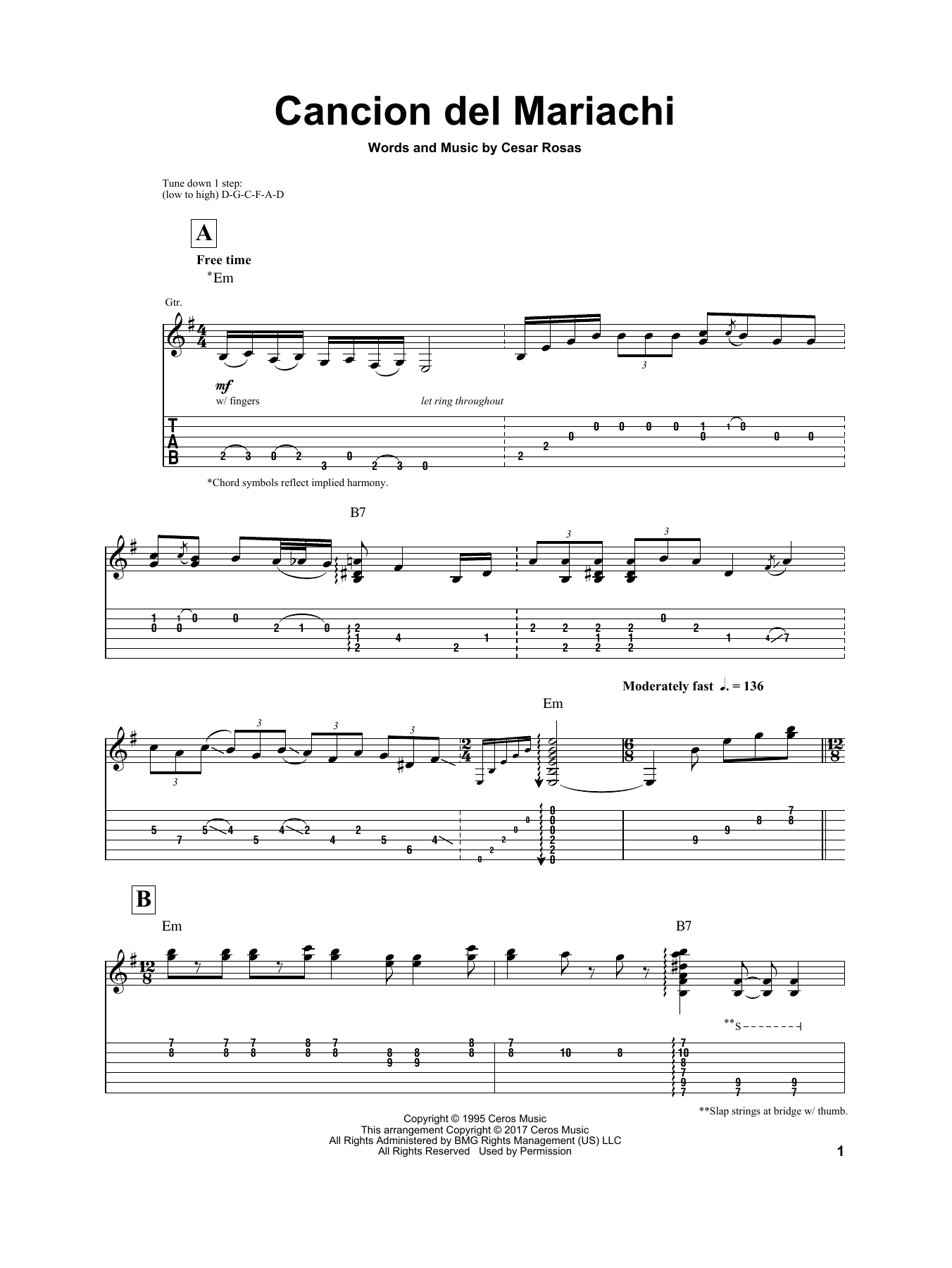 Download Igor Presnyakov Cancion Del Mariachi Sheet Music and learn how to play Guitar Tab PDF digital score in minutes