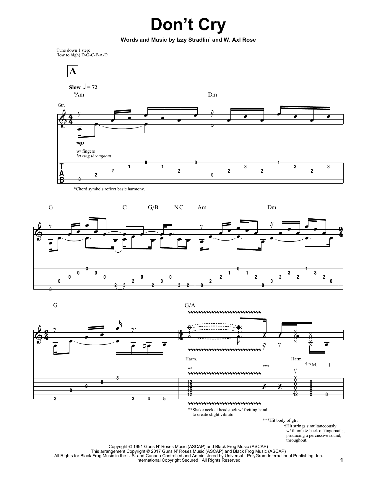 Download Igor Presnyakov Don't Cry Sheet Music and learn how to play Guitar Tab PDF digital score in minutes