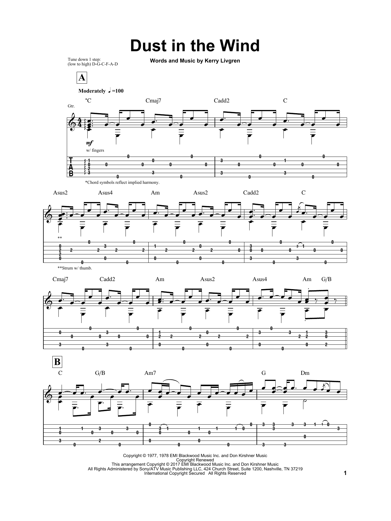 Download Igor Presnyakov Dust In The Wind Sheet Music and learn how to play Guitar Tab PDF digital score in minutes