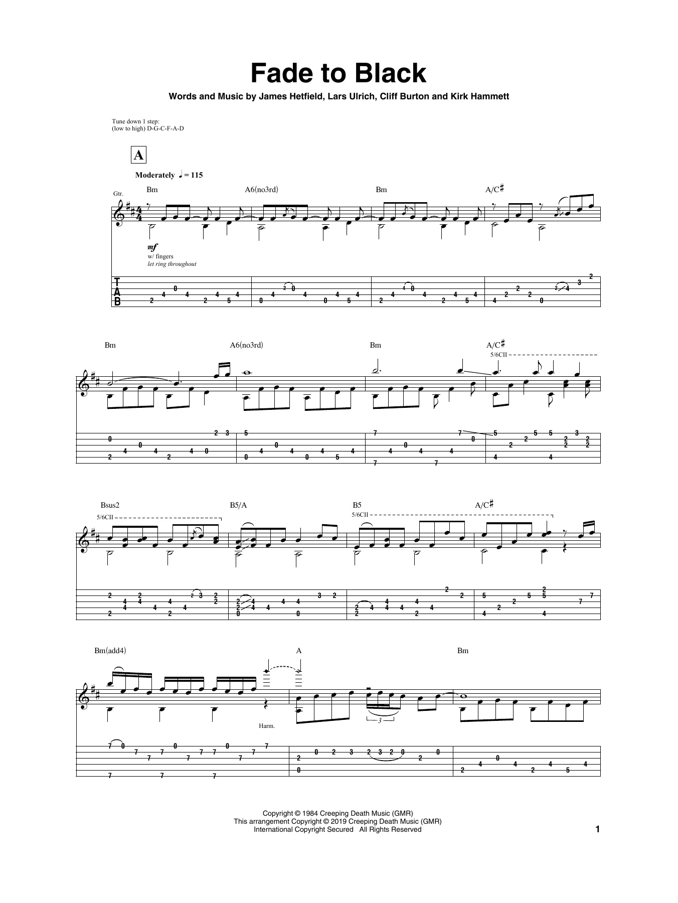 Download Igor Presnyakov Fade To Black Sheet Music and learn how to play Guitar Tab PDF digital score in minutes