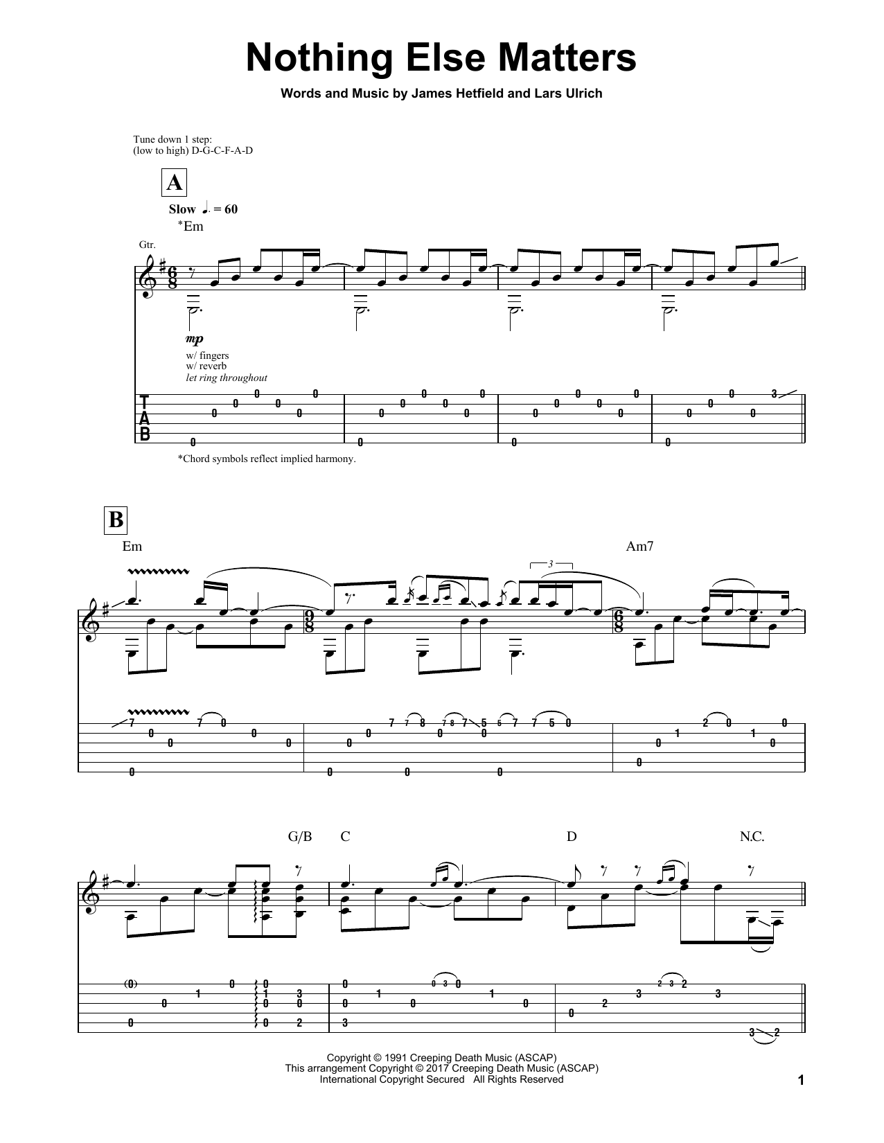Download Igor Presnyakov Nothing Else Matters Sheet Music and learn how to play Guitar Tab PDF digital score in minutes