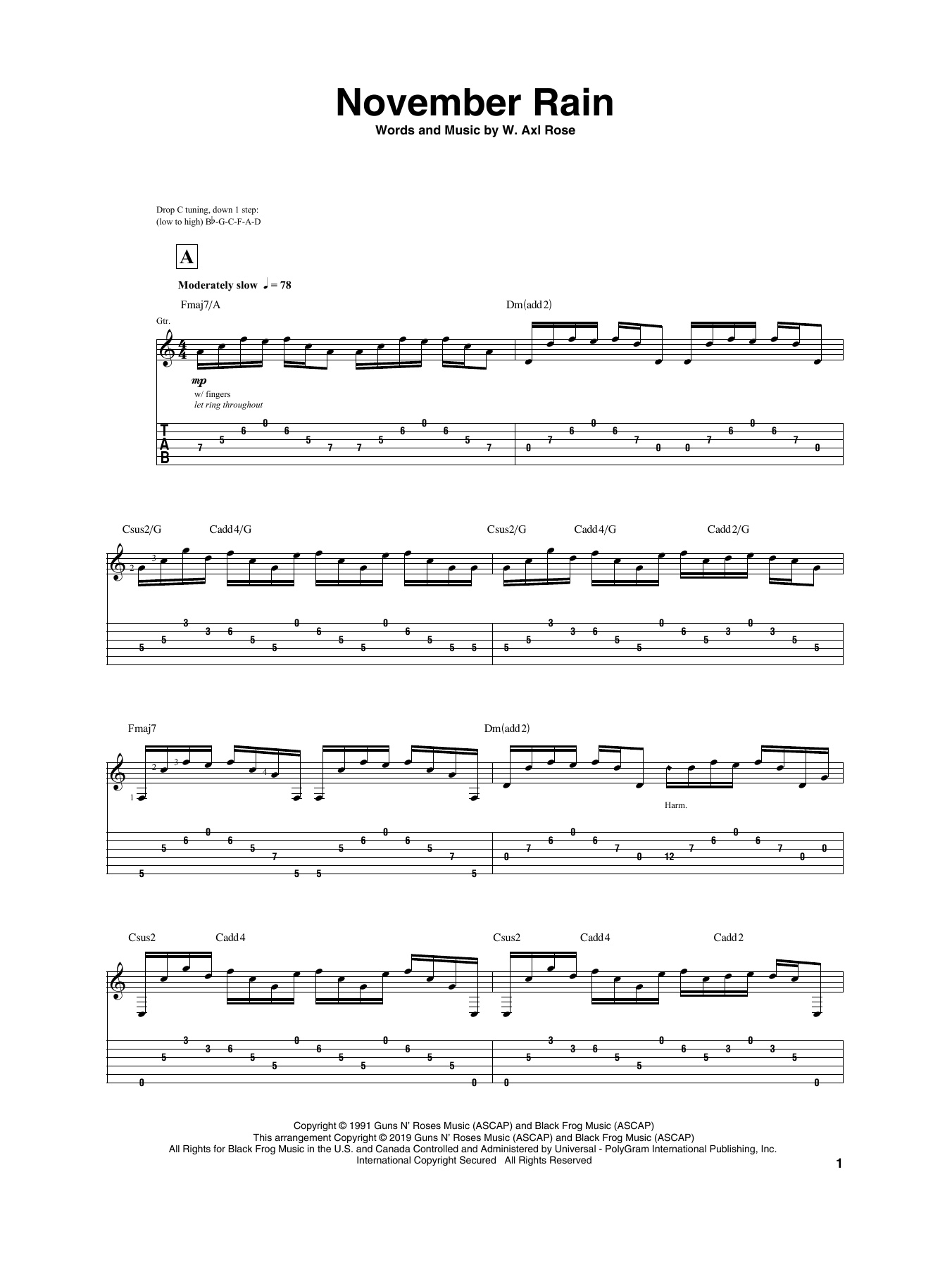 Download Igor Presnyakov November Rain Sheet Music and learn how to play Guitar Tab PDF digital score in minutes