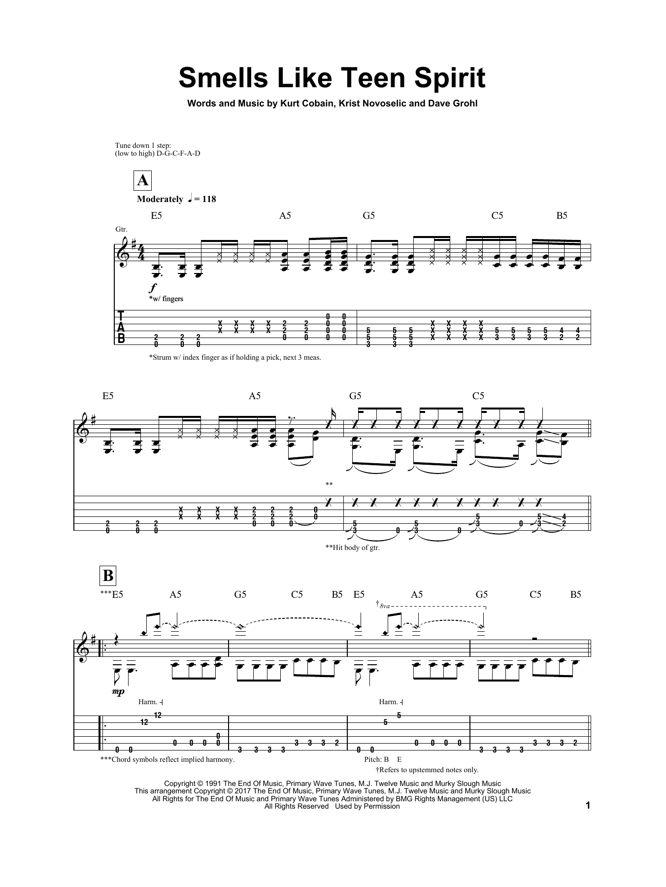 Download Igor Presnyakov Smells Like Teen Spirit Sheet Music and learn how to play Guitar Tab PDF digital score in minutes