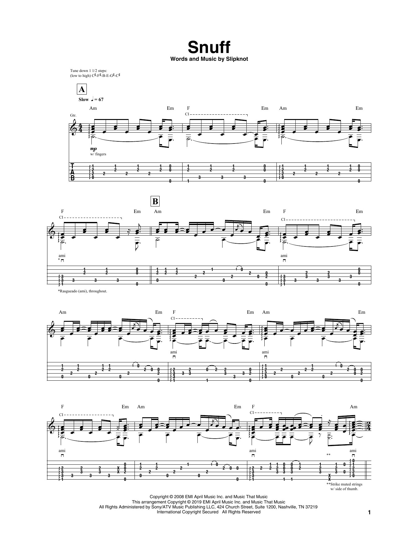 Download Igor Presnyakov Snuff Sheet Music and learn how to play Guitar Tab PDF digital score in minutes
