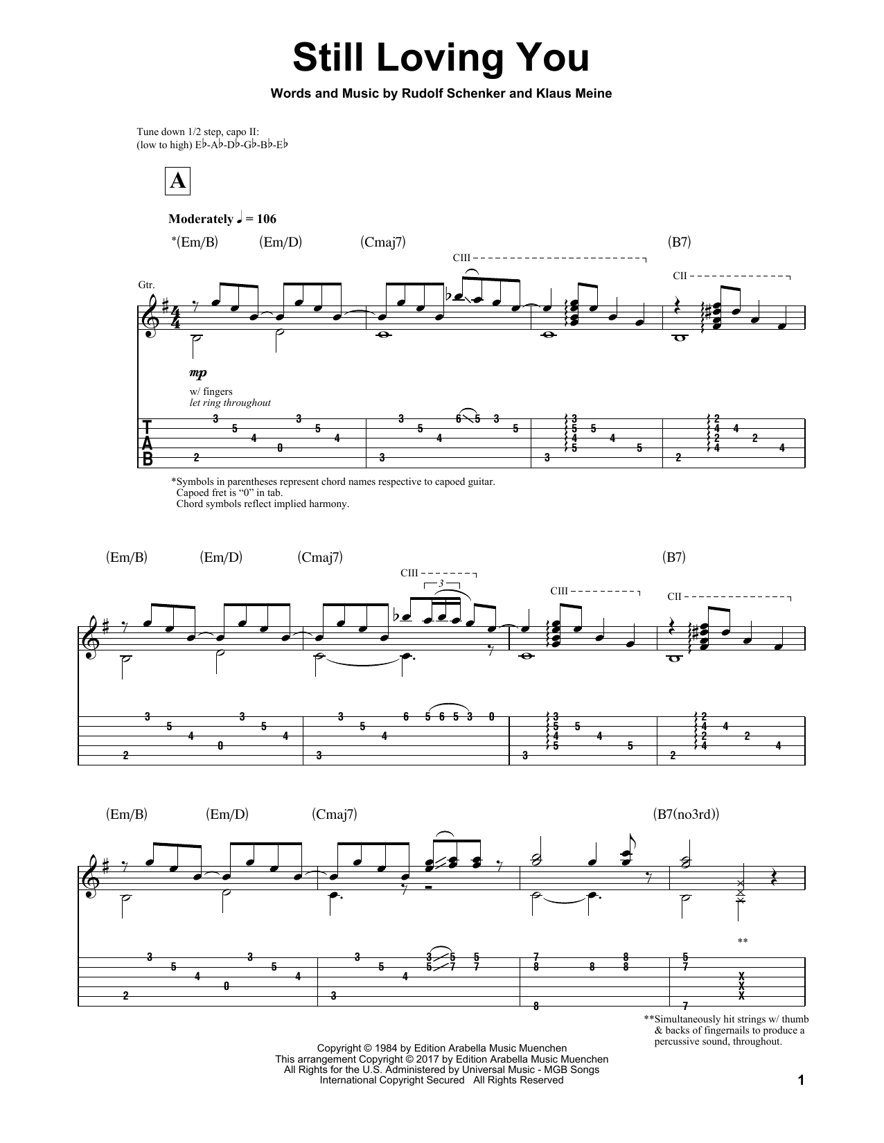 Download Igor Presnyakov Still Loving You Sheet Music and learn how to play Guitar Tab PDF digital score in minutes