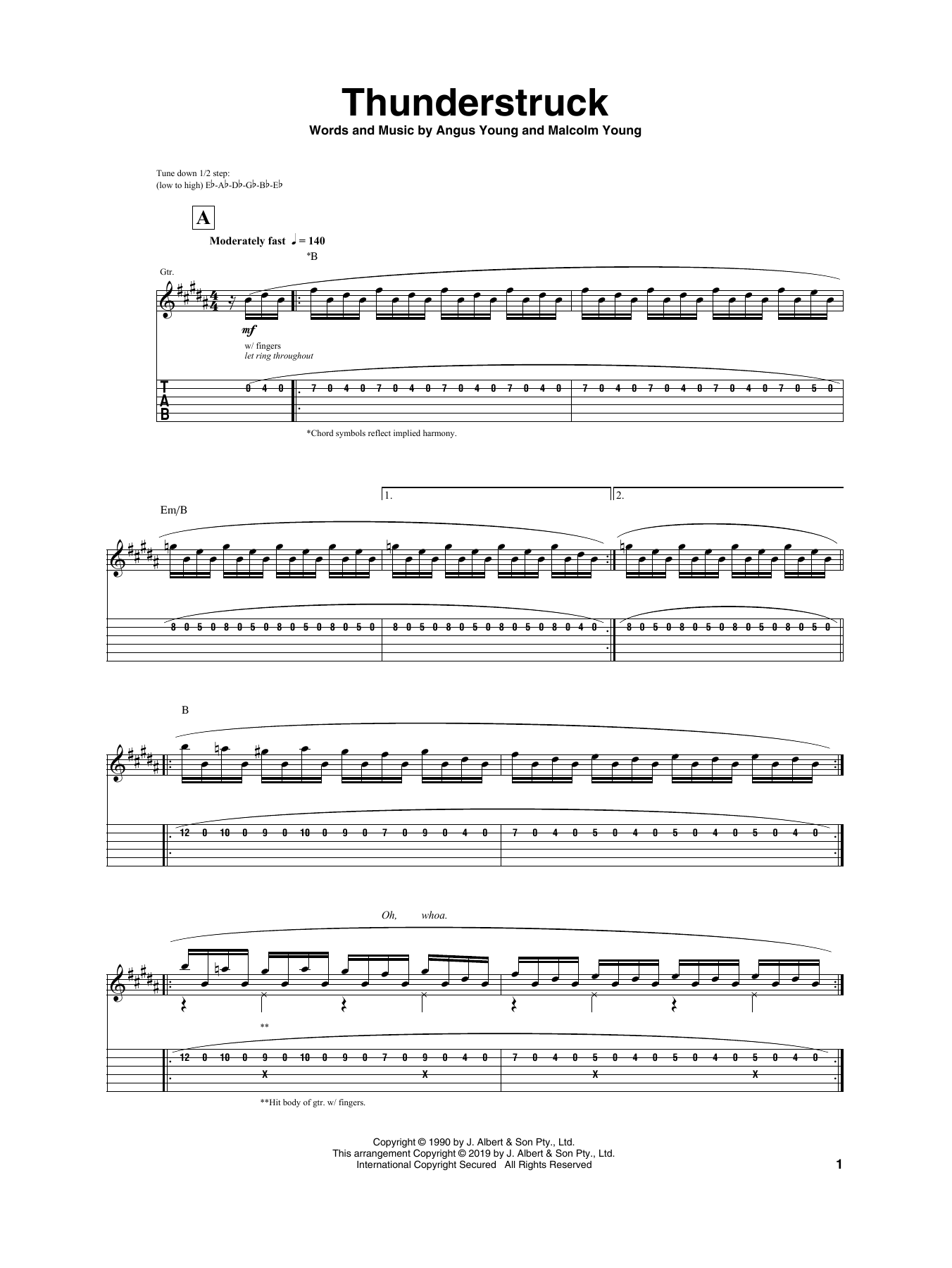 Download Igor Presnyakov Thunderstruck Sheet Music and learn how to play Guitar Tab PDF digital score in minutes