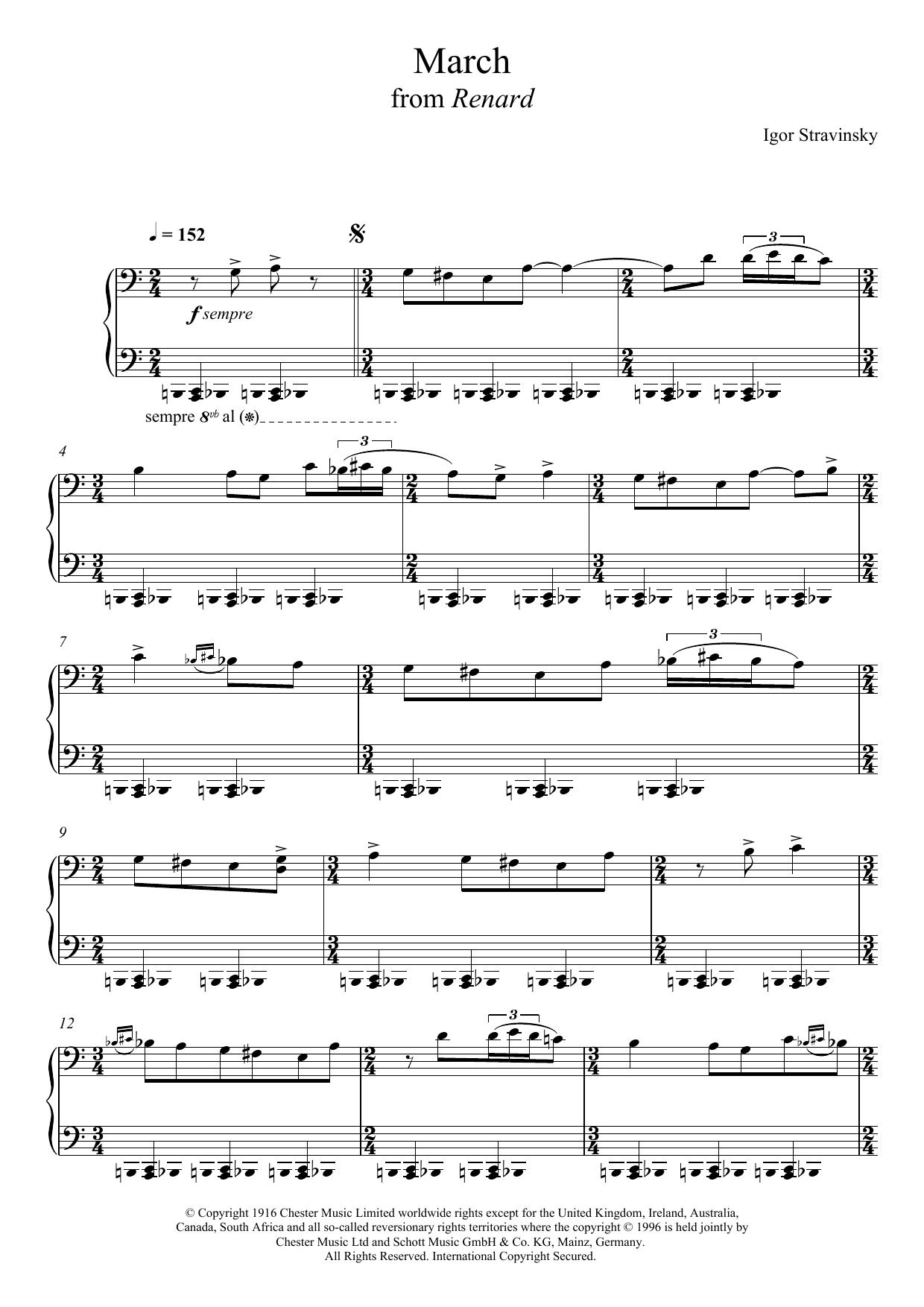 Download Igor Stravinsky March from Renard Sheet Music and learn how to play Piano PDF digital score in minutes