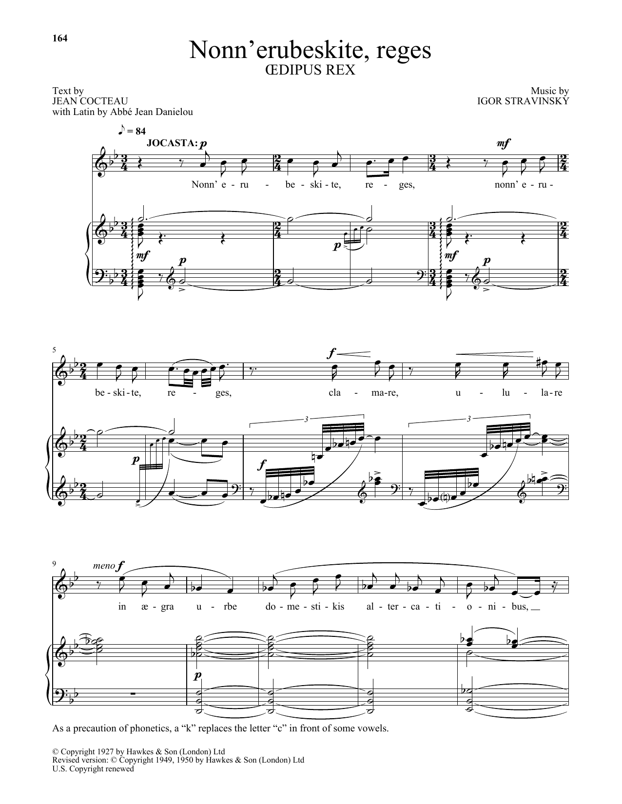 Download Igor Stravinsky Nonn' erubeskite, reges (from Oedipus Rex) Sheet Music and learn how to play Piano & Vocal PDF digital score in minutes