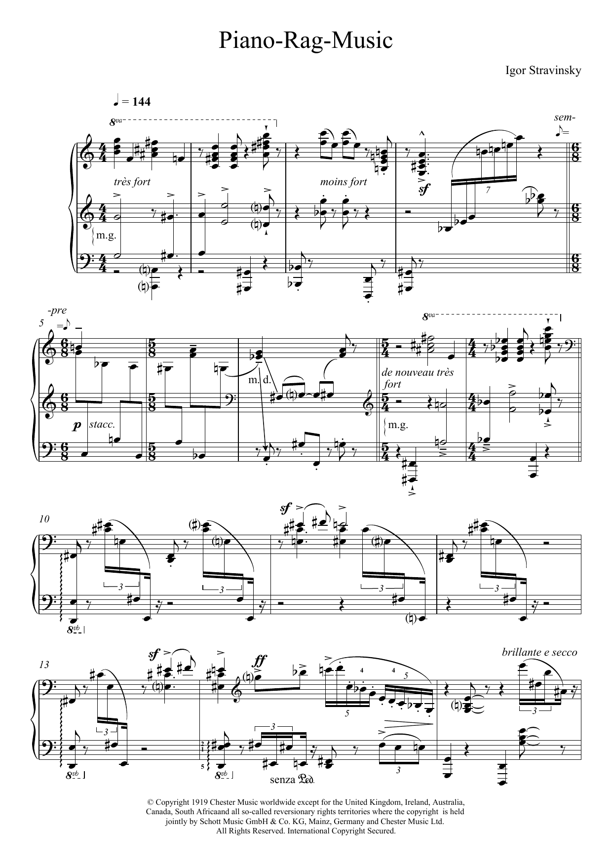 Download Igor Stravinsky Piano Rag Music Sheet Music and learn how to play Piano PDF digital score in minutes