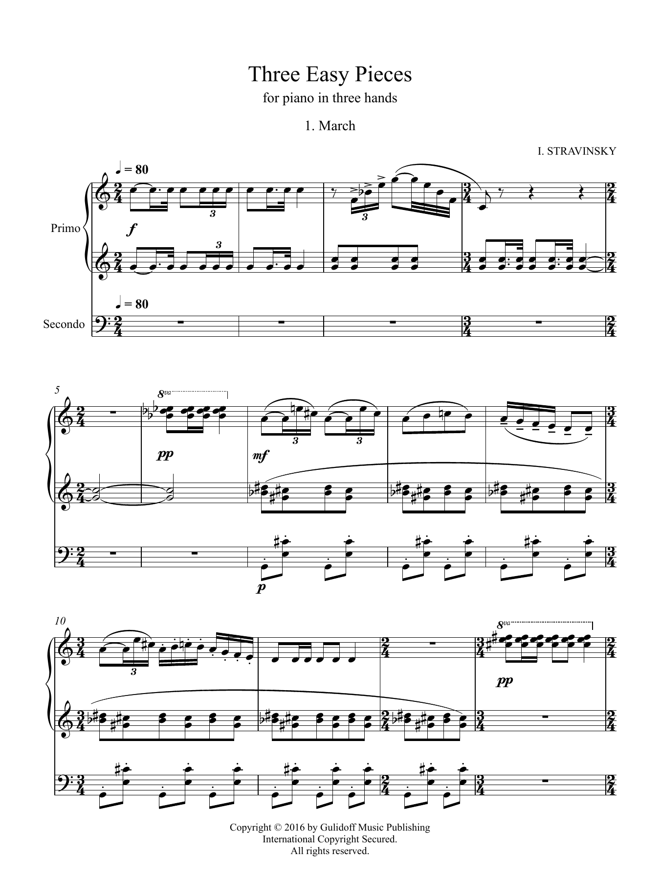 Download Igor Stravinsky Three Easy Pieces (all) Sheet Music and learn how to play Piano Duet PDF digital score in minutes