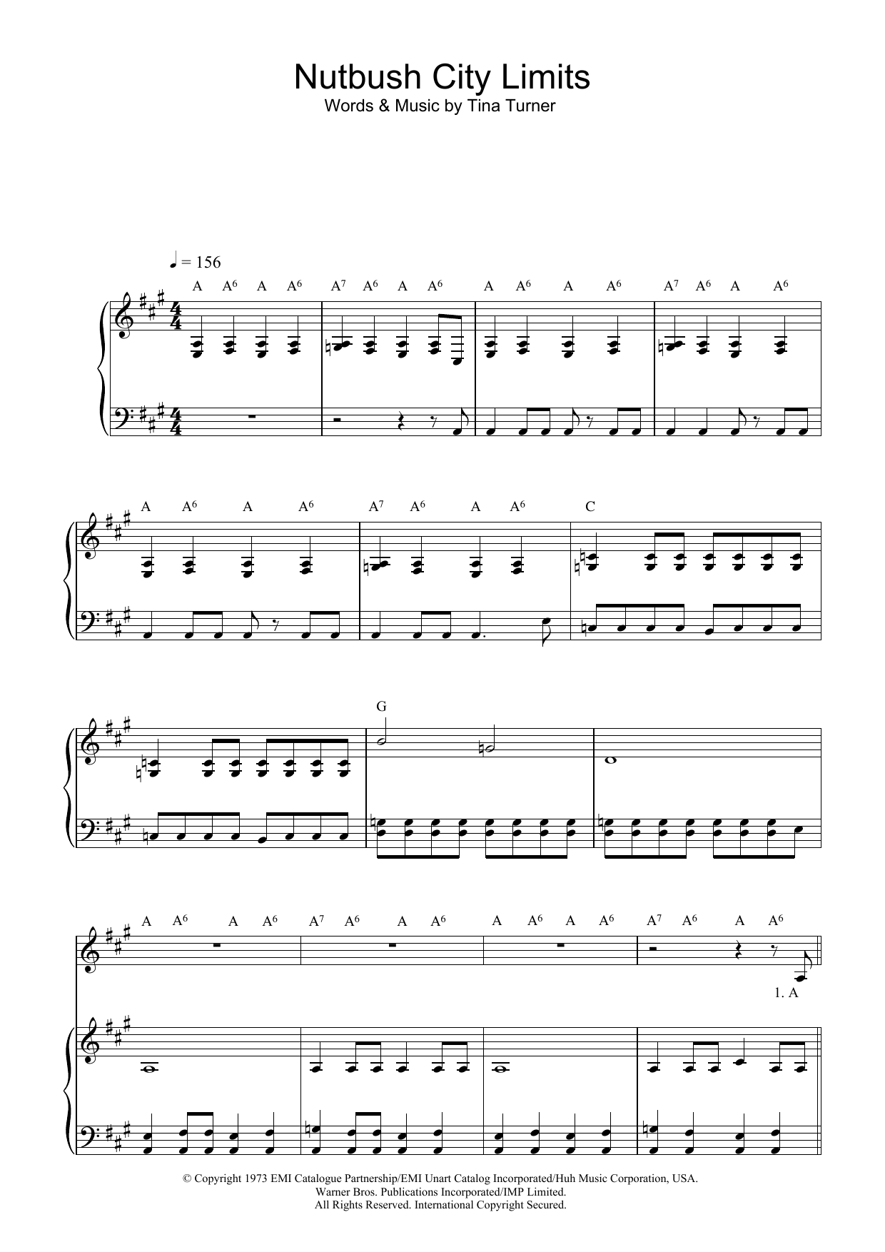 Download Ike & Tina Turner Nutbush City Limits Sheet Music and learn how to play Piano & Vocal PDF digital score in minutes