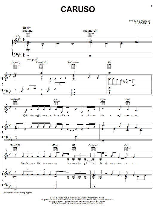 Download Il Divo Caruso Sheet Music and learn how to play Piano, Vocal & Guitar (Right-Hand Melody) PDF digital score in minutes
