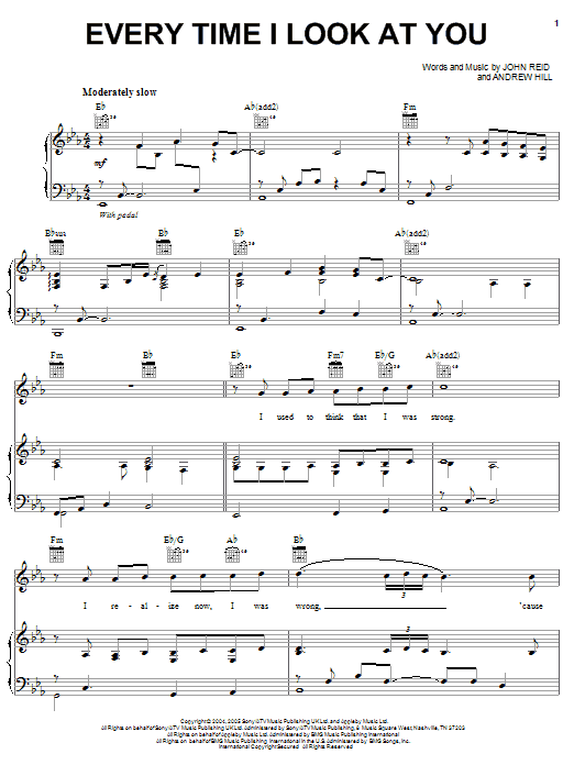 Download Il Divo Every Time I Look At You Sheet Music and learn how to play Piano, Vocal & Guitar (Right-Hand Melody) PDF digital score in minutes