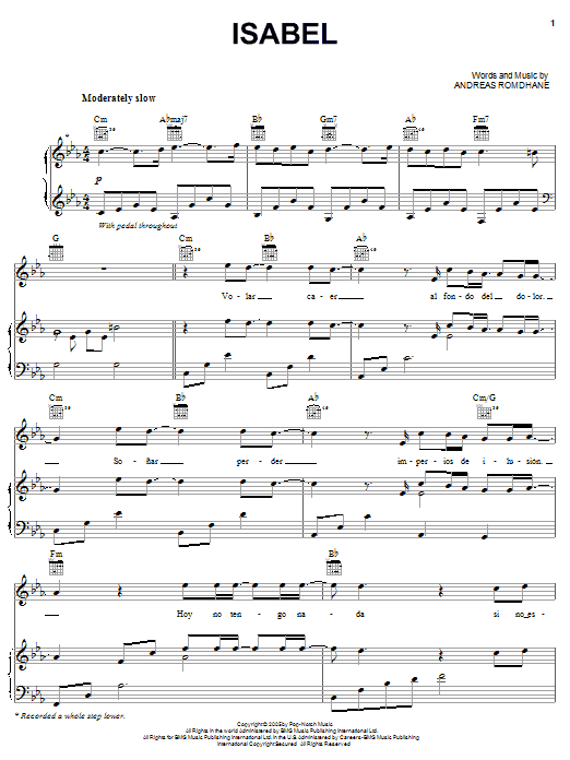 Download Il Divo Isabel Sheet Music and learn how to play Piano, Vocal & Guitar (Right-Hand Melody) PDF digital score in minutes