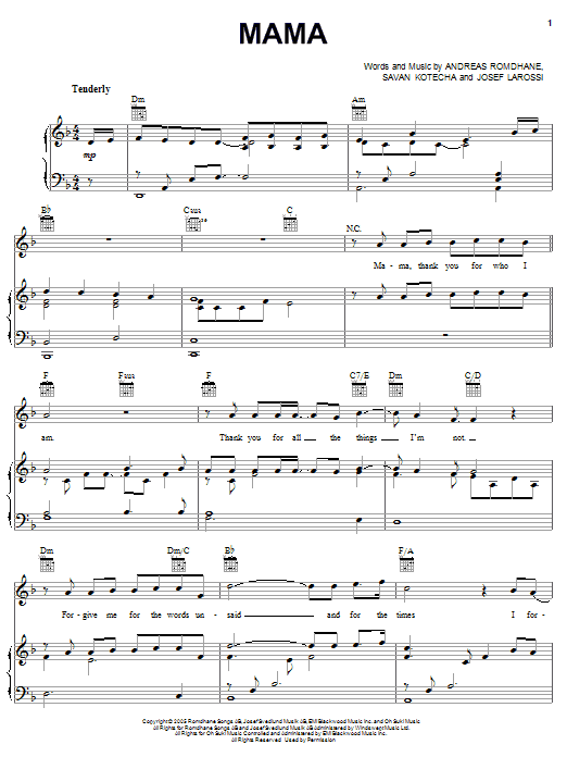 Download Il Divo Mama Sheet Music and learn how to play Piano, Vocal & Guitar (Right-Hand Melody) PDF digital score in minutes