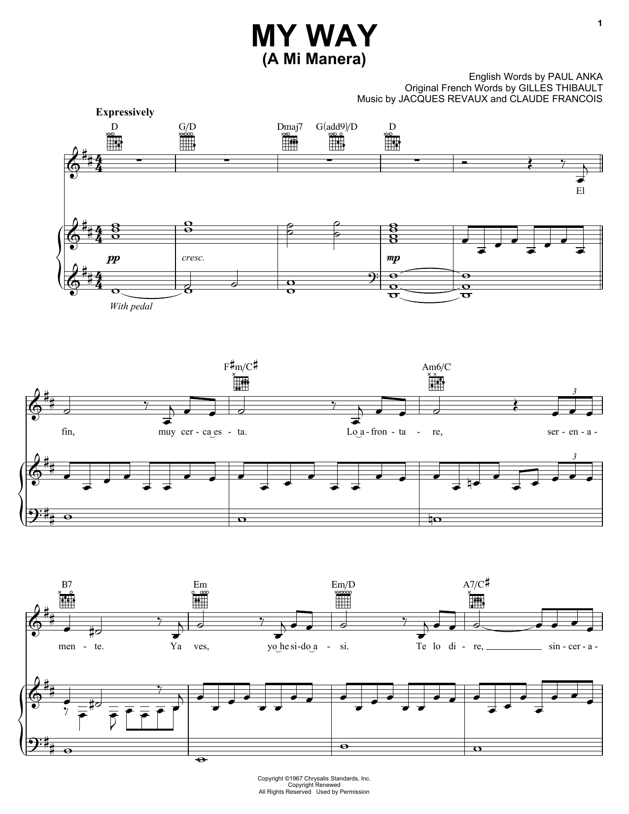 Download Il Divo My Way (A Mi Manera) Sheet Music and learn how to play Piano, Vocal & Guitar (Right-Hand Melody) PDF digital score in minutes