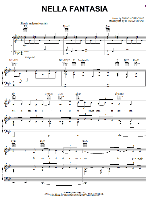 Download Il Divo Nella Fantasia Sheet Music and learn how to play Piano, Vocal & Guitar (Right-Hand Melody) PDF digital score in minutes