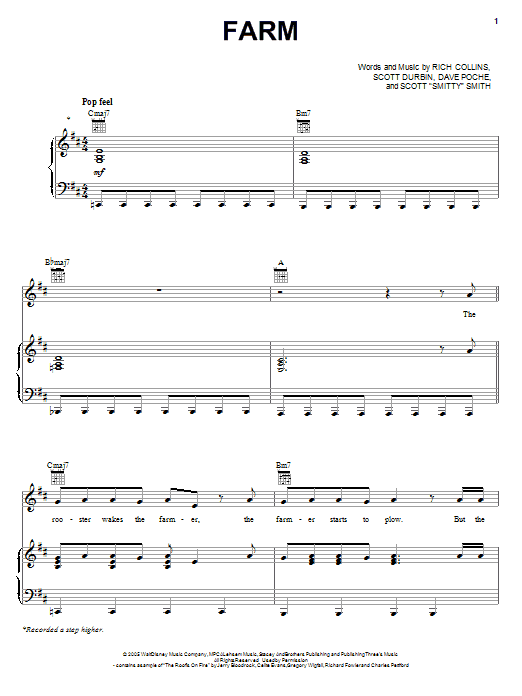 Download Imagination Movers Farm Sheet Music and learn how to play Piano, Vocal & Guitar (Right-Hand Melody) PDF digital score in minutes