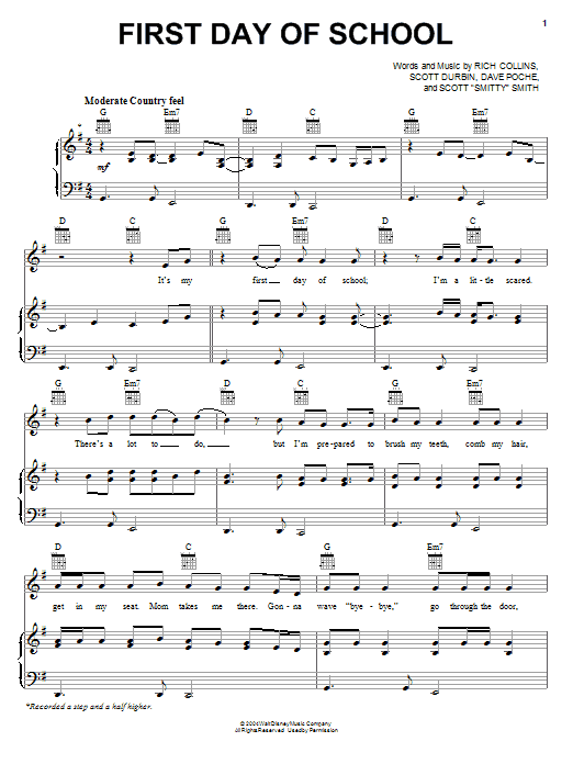 Download Imagination Movers First Day Of School Sheet Music and learn how to play Piano, Vocal & Guitar (Right-Hand Melody) PDF digital score in minutes