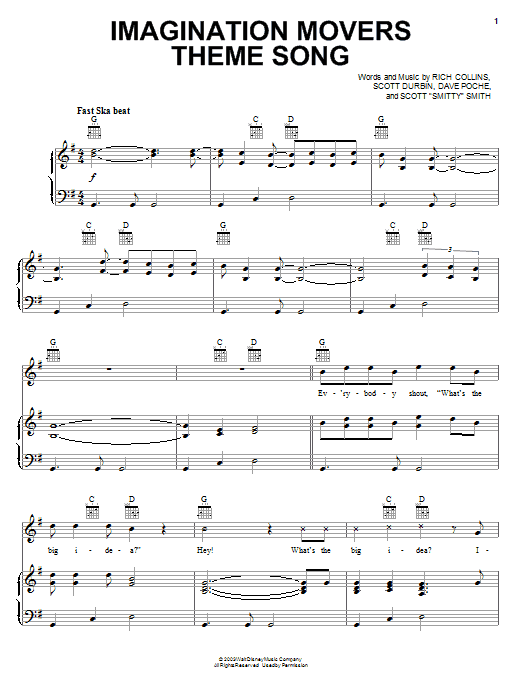 Download Imagination Movers Imagination Movers Theme Song Sheet Music and learn how to play Piano, Vocal & Guitar (Right-Hand Melody) PDF digital score in minutes