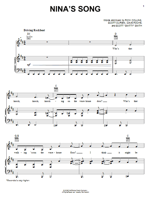 Download Imagination Movers Nina's Song Sheet Music and learn how to play Piano, Vocal & Guitar (Right-Hand Melody) PDF digital score in minutes