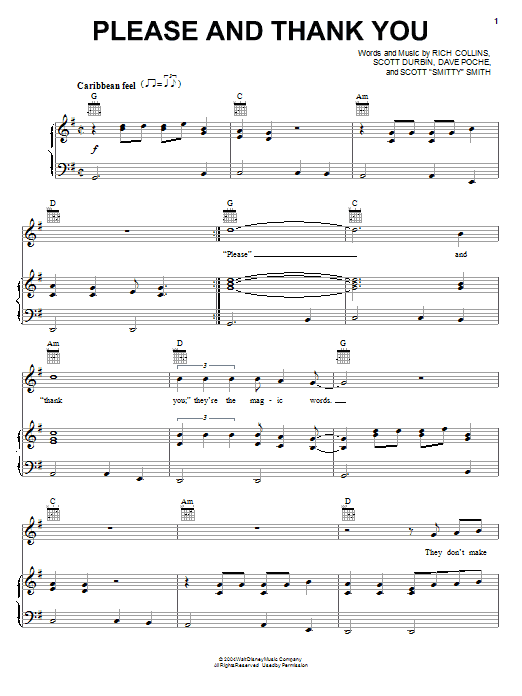 Download Imagination Movers Please And Thank You Sheet Music and learn how to play Piano, Vocal & Guitar (Right-Hand Melody) PDF digital score in minutes