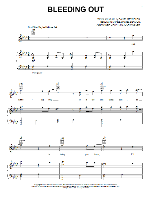 Download Imagine Dragons Bleeding Out Sheet Music and learn how to play Easy Piano PDF digital score in minutes