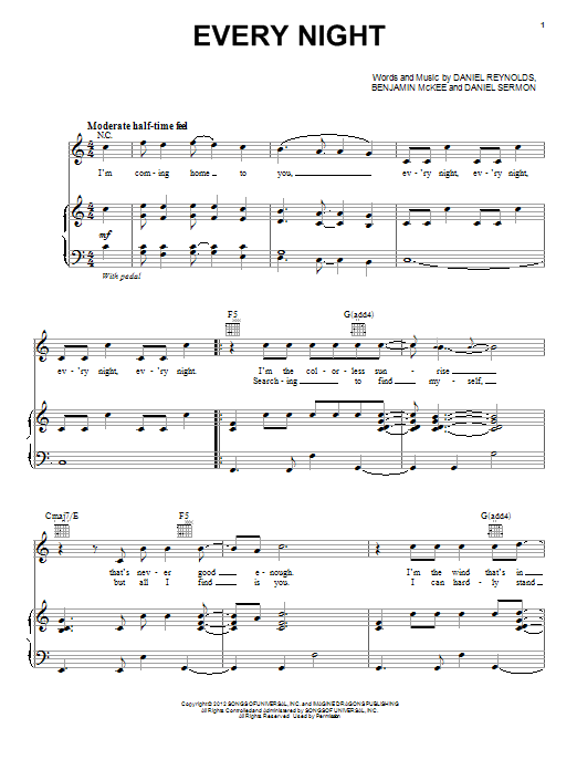 Download Imagine Dragons Every Night Sheet Music and learn how to play Piano, Vocal & Guitar (Right-Hand Melody) PDF digital score in minutes
