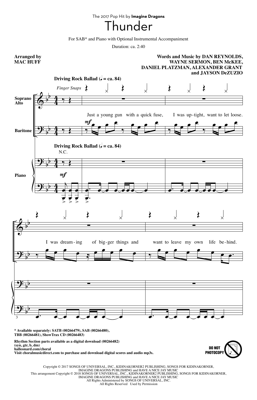 Download Mac Huff Thunder Sheet Music and learn how to play SATB PDF digital score in minutes