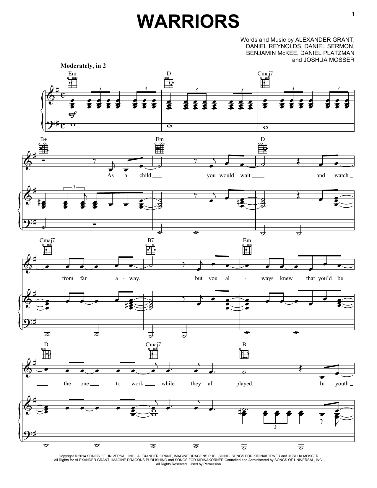 Download Imagine Dragons Warriors Sheet Music and learn how to play Ukulele PDF digital score in minutes