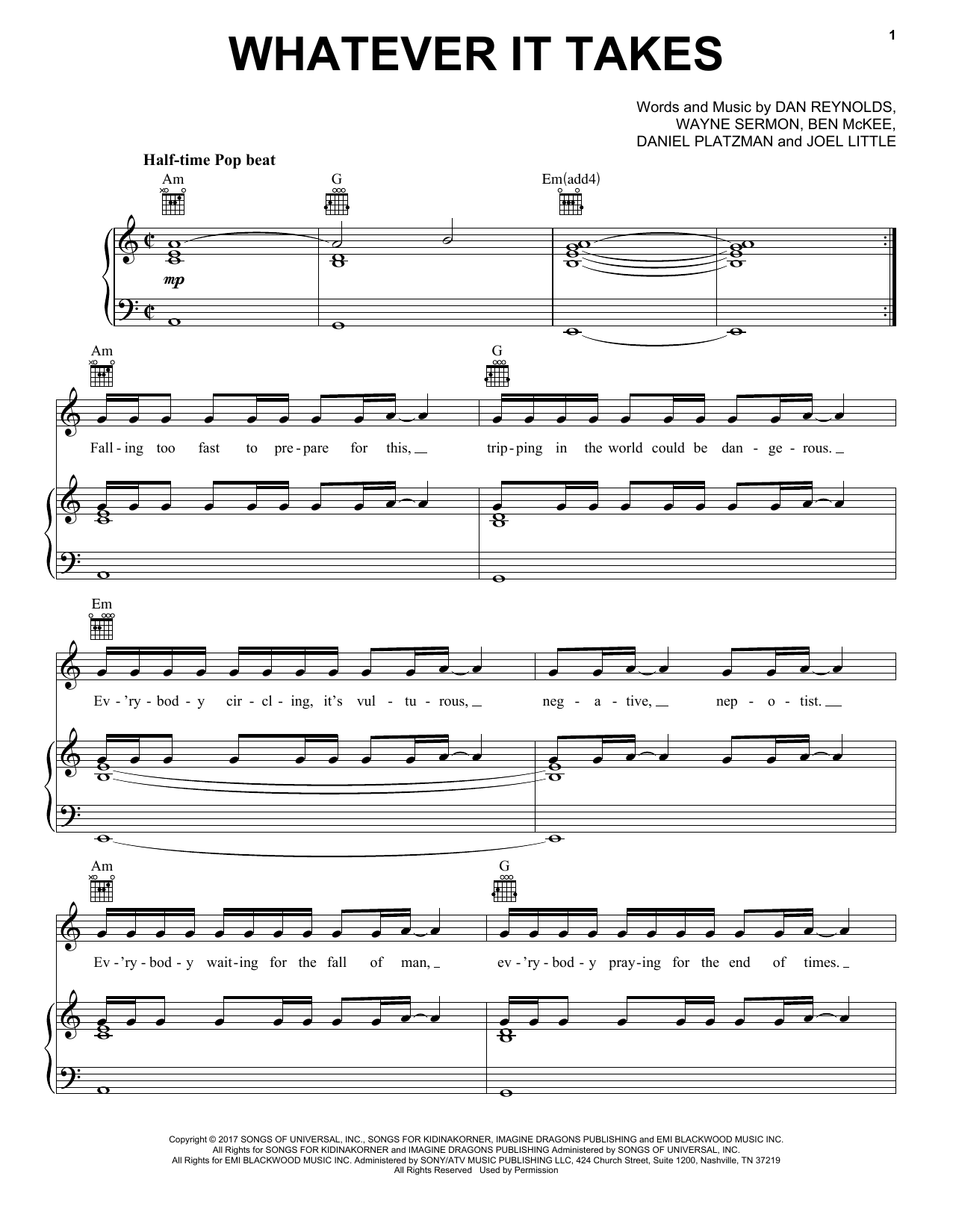 Download Imagine Dragons Whatever It Takes Sheet Music and learn how to play French Horn Solo PDF digital score in minutes