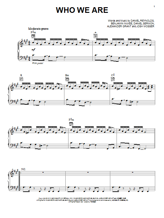 Download Imagine Dragons Who We Are Sheet Music and learn how to play Piano, Vocal & Guitar (Right-Hand Melody) PDF digital score in minutes
