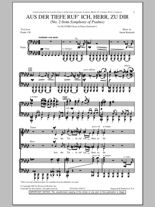 Download Imant Raminsh Aus Der Tiefe Ruf' Ich, Herr, Zu Dir Sheet Music and learn how to play SATB PDF digital score in minutes