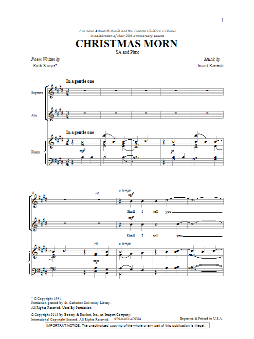 Download Imant Raminsh Christmas Morn Sheet Music and learn how to play 2-Part Choir PDF digital score in minutes