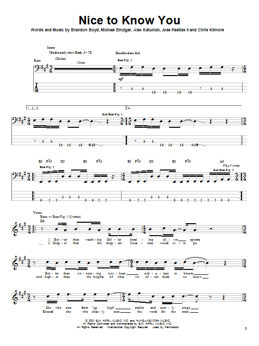 Download Incubus Nice To Know You Sheet Music and learn how to play Drums Transcription PDF digital score in minutes