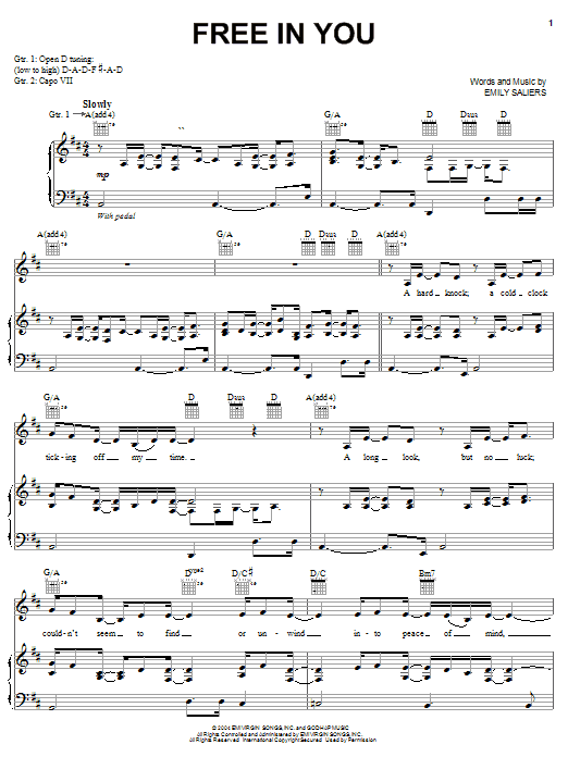 Download Indigo Girls Free In You Sheet Music and learn how to play Piano, Vocal & Guitar (Right-Hand Melody) PDF digital score in minutes