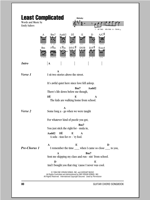 Download Indigo Girls Least Complicated Sheet Music and learn how to play Ukulele Chords/Lyrics PDF digital score in minutes