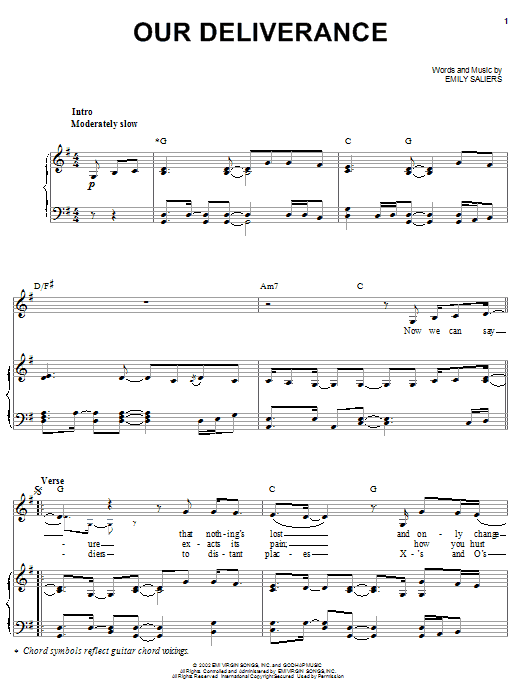 Download Indigo Girls Our Deliverance Sheet Music and learn how to play Piano, Vocal & Guitar (Right-Hand Melody) PDF digital score in minutes