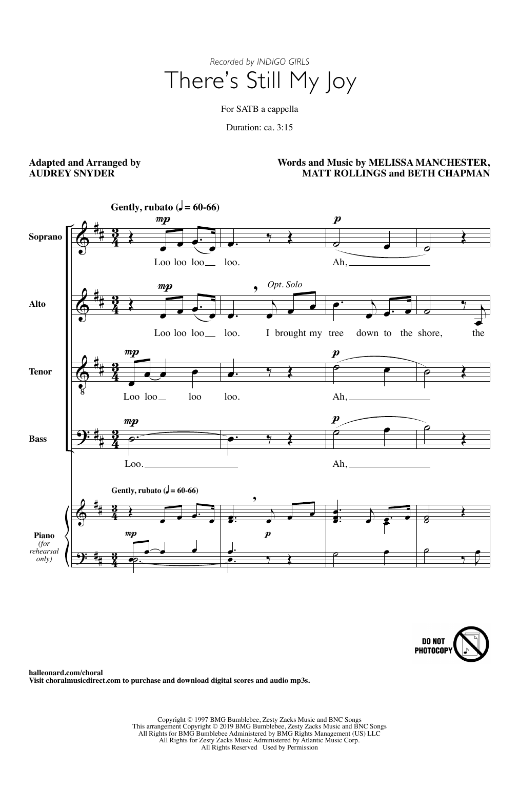 Download Indigo Girls There's Still My Joy (arr. Audrey Snyder) Sheet Music and learn how to play SATB Choir PDF digital score in minutes