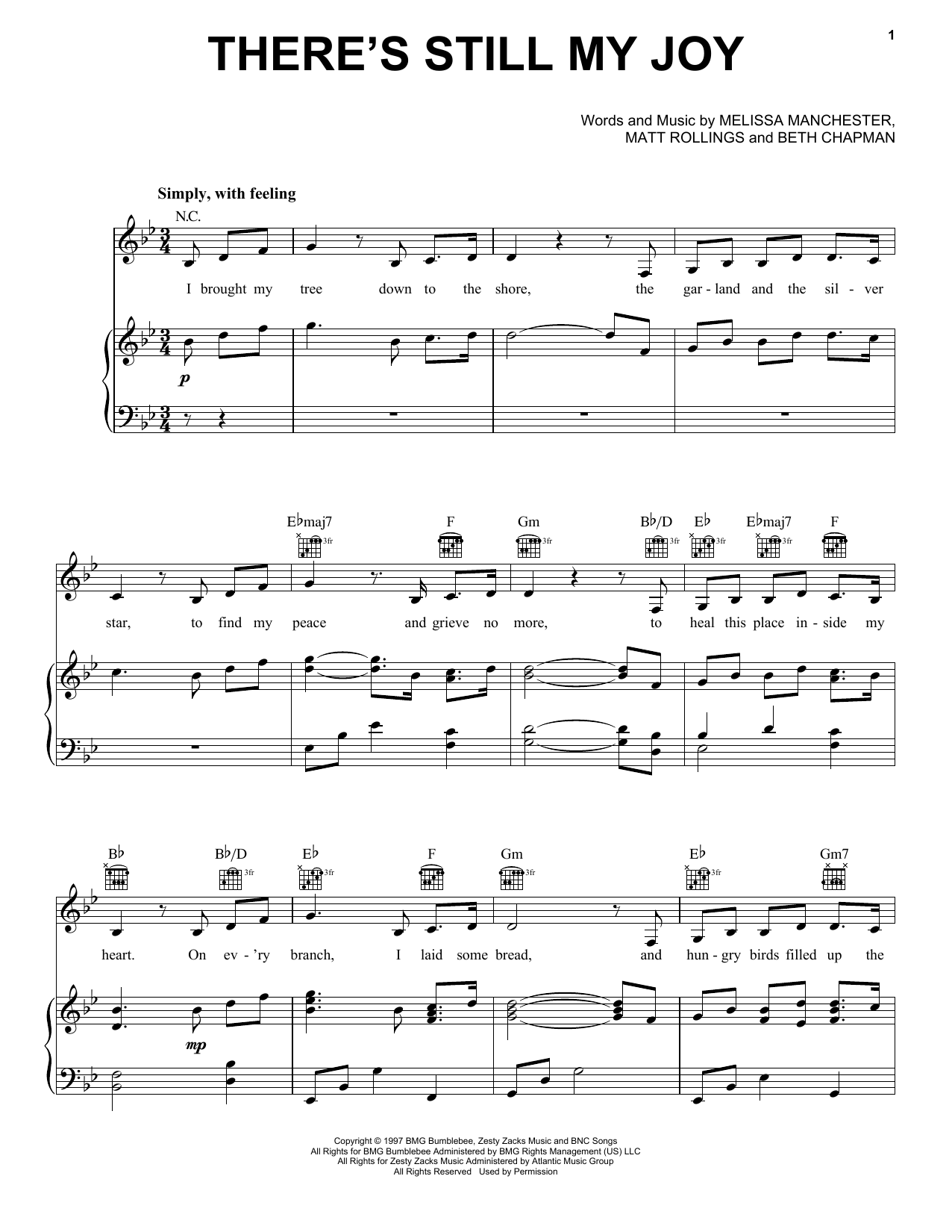 Download Indigo Girls There's Still My Joy Sheet Music and learn how to play Easy Piano PDF digital score in minutes