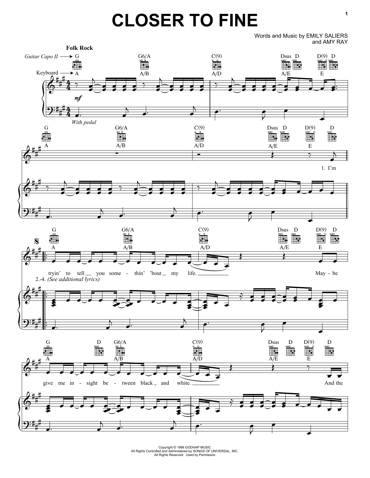 Download Indigo Girls Sheet Music and learn how to play Piano, Vocal & Guitar (Right-Hand Melody) PDF score in minutes