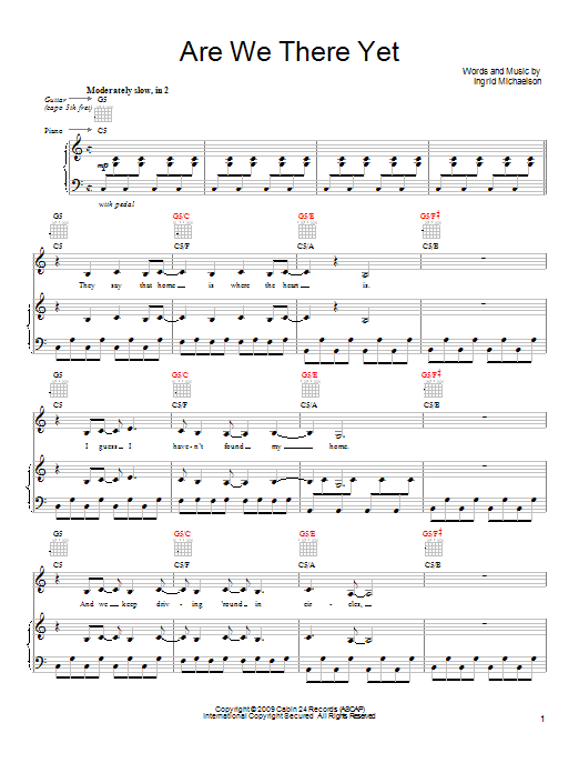 Download Ingrid Michaelson Are We There Yet Sheet Music and learn how to play Ukulele with strumming patterns PDF digital score in minutes