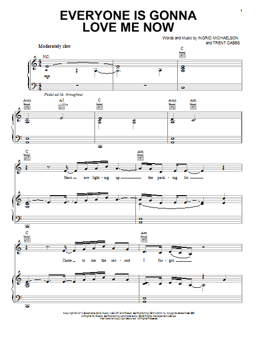 Download Ingrid Michaelson Everyone Is Gonna Love Me Now Sheet Music and learn how to play Piano, Vocal & Guitar (Right-Hand Melody) PDF digital score in minutes